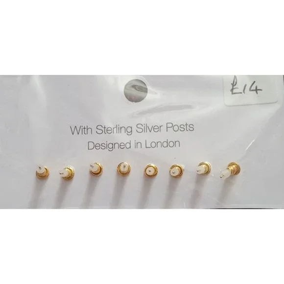 BNWT Set of 4 Big Metal London Neon Studs Shapes w Sterling Silver Posts - Picture 4 of 4